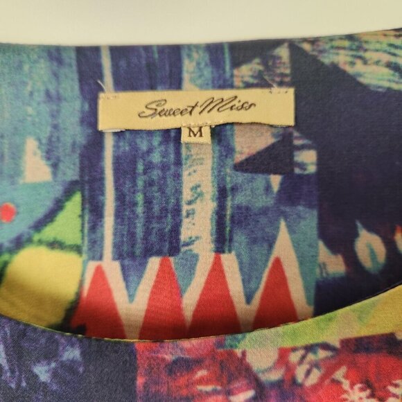 Sweet Miss Size M 3/4 Sleeve Lightweight Artsy Multicolor Dress - Picture 5 of 5